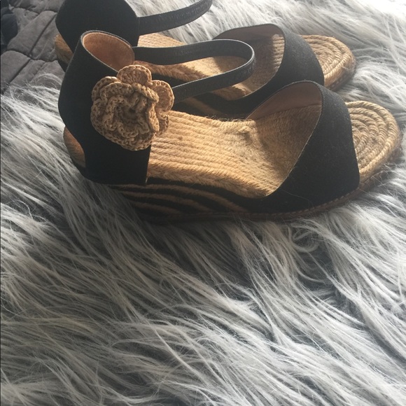 Kate Spade Striped Black Wedges Espadrilles - Picture 4 of 5